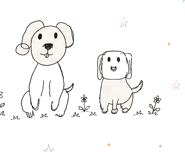 Dibujo de los dos perros de la familia